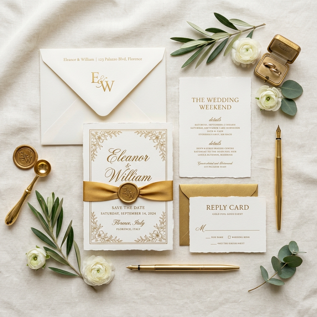 Wedding stationery suite mockup