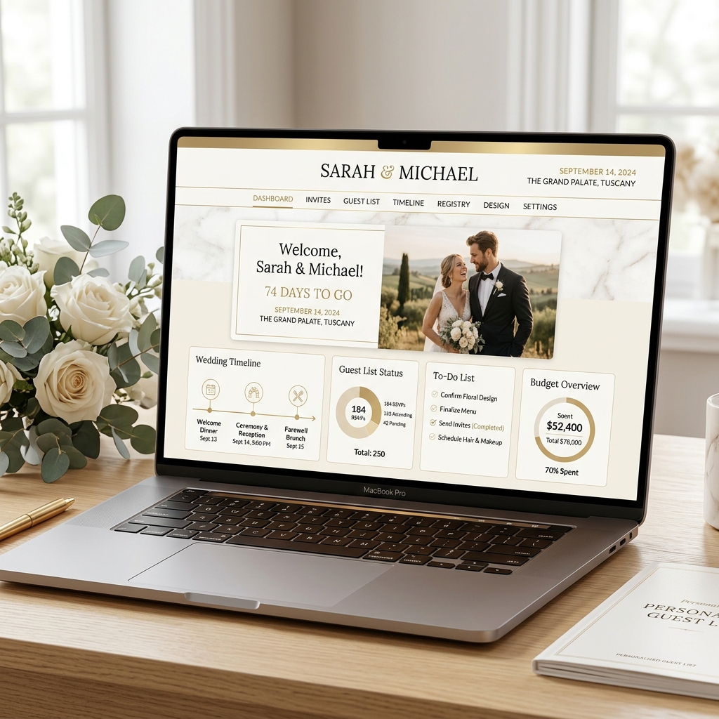 Wedding website dashboard preview